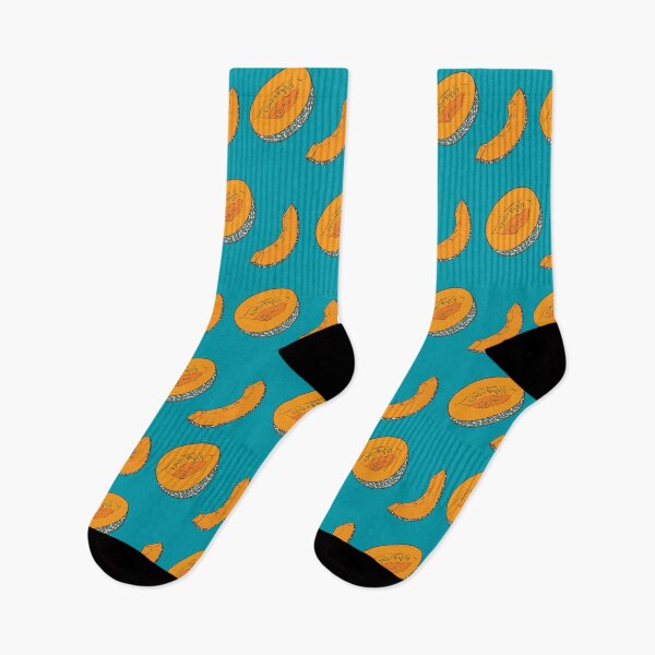 Item preview, Pattern with melon slices and halves on blue background designed and sold by hmorena.