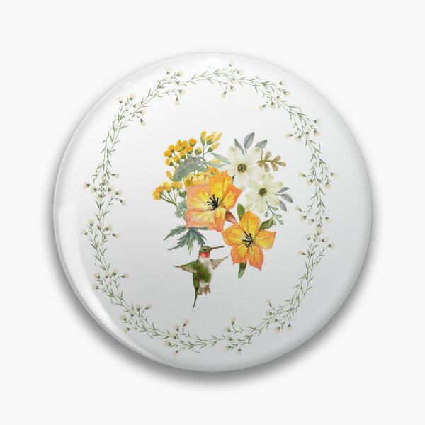 Item preview, Hummingbird with orange and white flowers with flower wreath designed and sold by tomorrowsart.