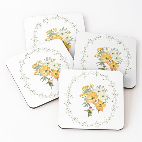 Item preview, Hummingbird with orange and white flowers with flower wreath designed and sold by tomorrowsart.