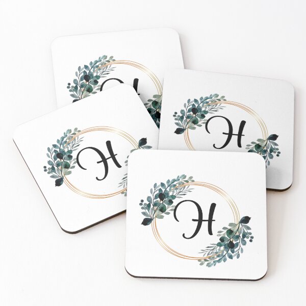 Item preview, Monogram Letter H | Laurels with Gold Borders designed and sold by JustSeasons.
