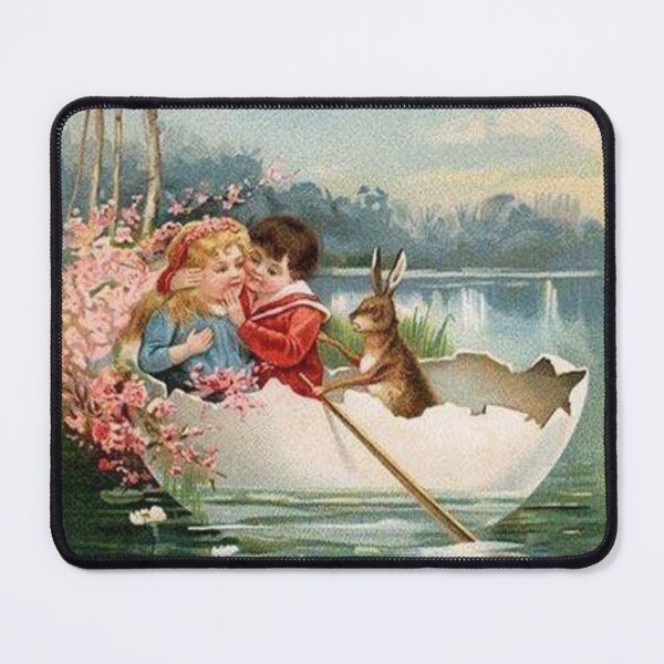 Item preview, Easter Victorian Scene - Children in egg boat with Bunny designed and sold by WigOutlet.