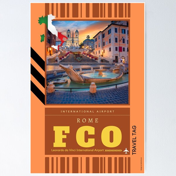 Item preview, FCO ROME AIRPORT CODE WALL ART designed and sold by Vakationeer.