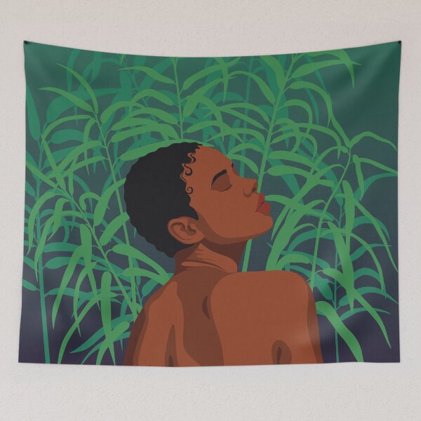 Item preview, Woman Enjoying Blue Moonlight With Plants designed and sold by zykydesigns.