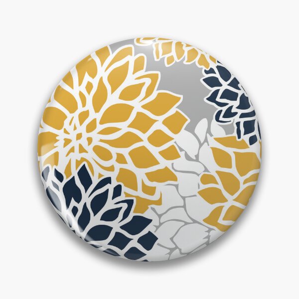 Artikelvorschau, Flower Blooms, Yellow, Grey, Navy entworfen und verkauft von meggydesigns.