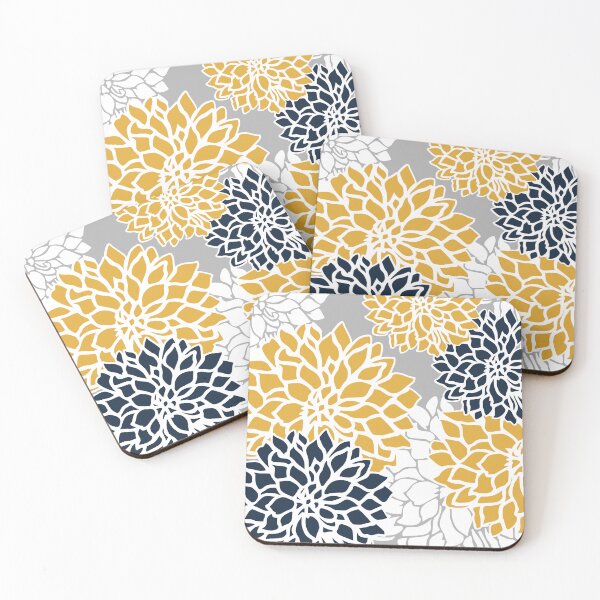 Artikelvorschau, Flower Blooms, Yellow, Grey, Navy entworfen und verkauft von meggydesigns.