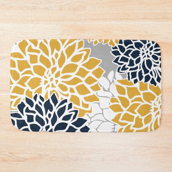 Artikelvorschau, Flower Blooms, Yellow, Grey, Navy entworfen und verkauft von meggydesigns.