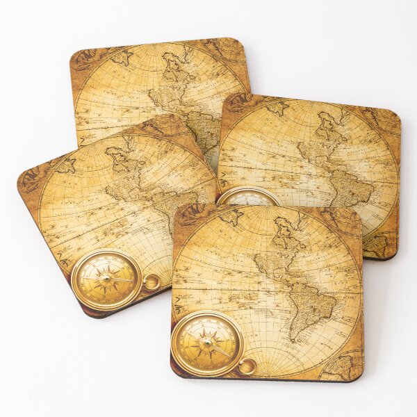 Item preview, Vintage Beautiful Abstract Old Compass on Vintage Map 1746 designed and sold by Bold Dark savage.