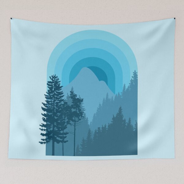 Item preview, Retro styled misty mountain designed and sold by Saumik-Z.