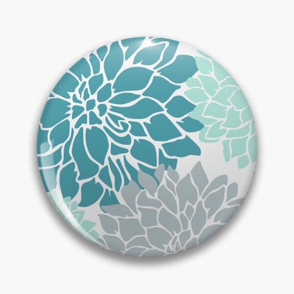 Artikelvorschau, Flower Blooms, Teal and Grey entworfen und verkauft von meggydesigns.