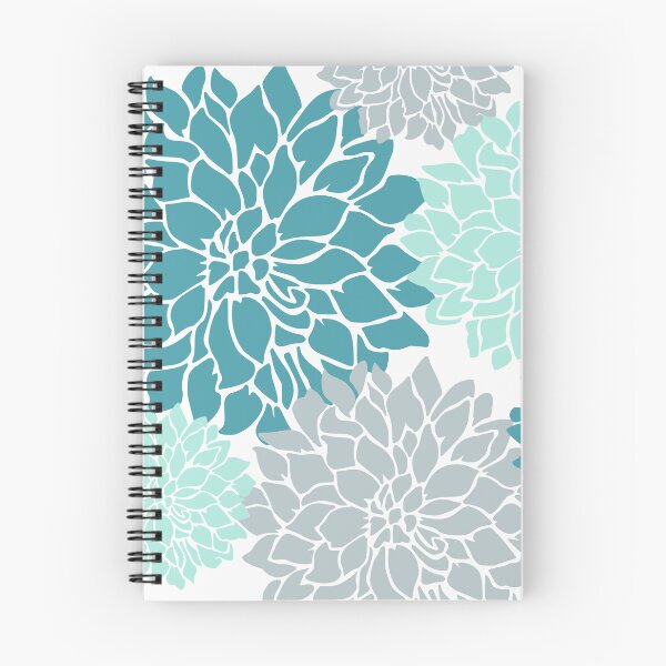 Artikelvorschau, Flower Blooms, Teal and Grey entworfen und verkauft von meggydesigns.