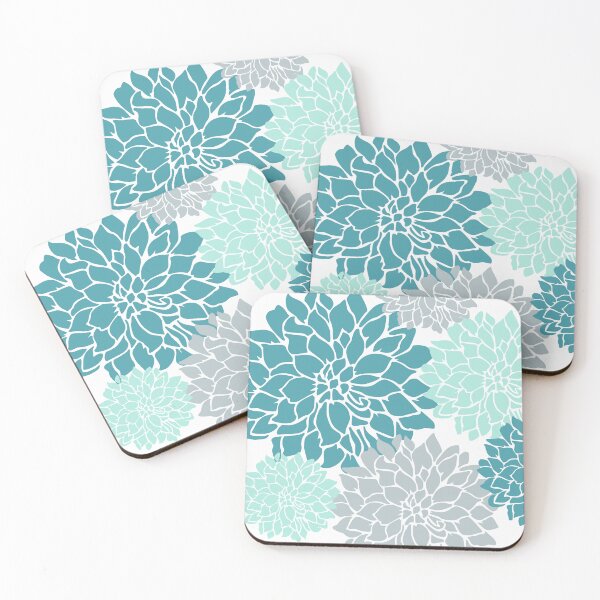 Artikelvorschau, Flower Blooms, Teal and Grey entworfen und verkauft von meggydesigns.