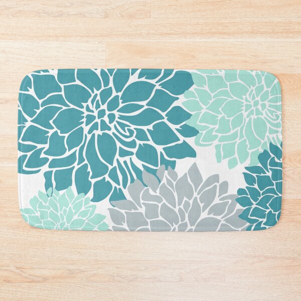 Artikelvorschau, Flower Blooms, Teal and Grey entworfen und verkauft von meggydesigns.