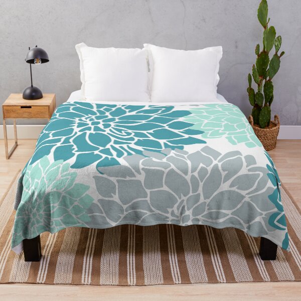 Artikelvorschau, Flower Blooms, Teal and Grey entworfen und verkauft von meggydesigns.