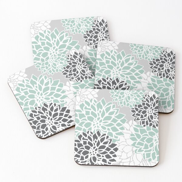 Artikelvorschau, Flower Blooms, Teal and Grey entworfen und verkauft von meggydesigns.
