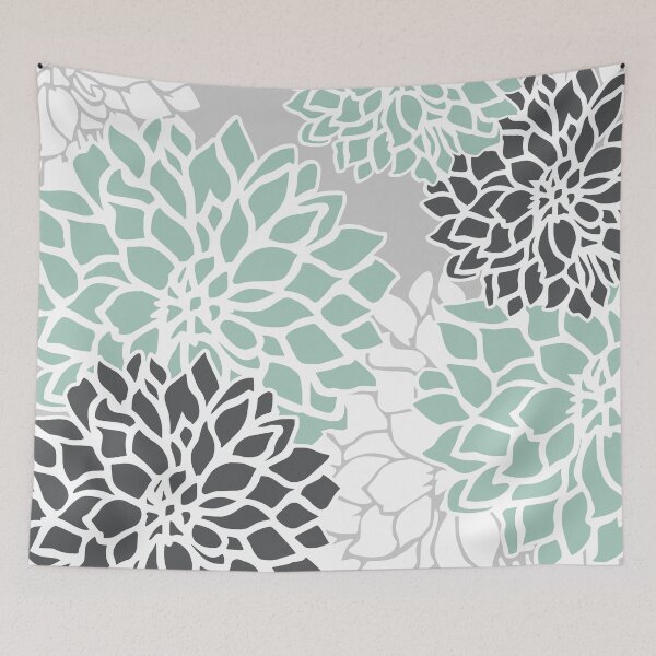 Artikelvorschau, Flower Blooms, Teal and Grey entworfen und verkauft von meggydesigns.