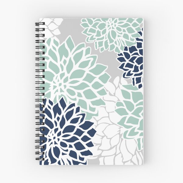 Artikelvorschau, Flower Blooms, Teal, Navy, Grey entworfen und verkauft von meggydesigns.