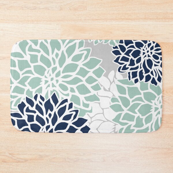 Artikelvorschau, Flower Blooms, Teal, Navy, Grey entworfen und verkauft von meggydesigns.
