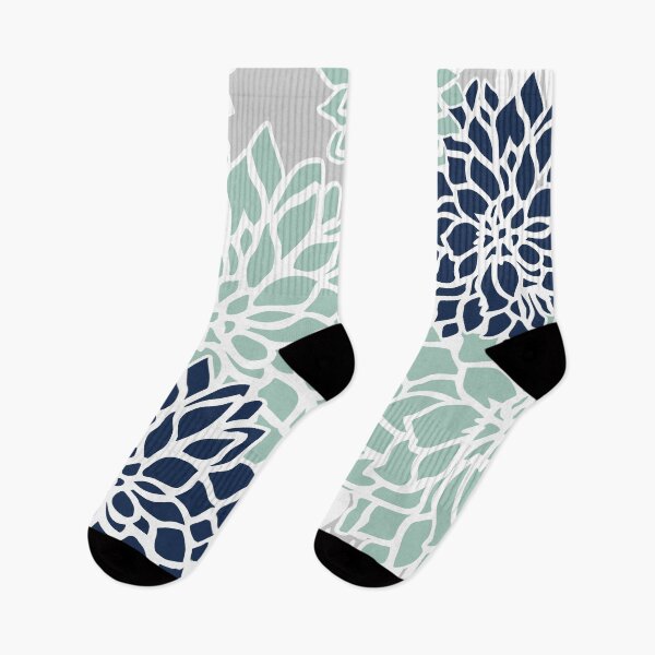 Artikelvorschau, Flower Blooms, Teal, Navy, Grey entworfen und verkauft von meggydesigns.