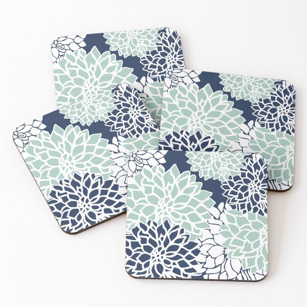 Artikelvorschau, Flower Blooms, Navy Blue and Teal entworfen und verkauft von meggydesigns.