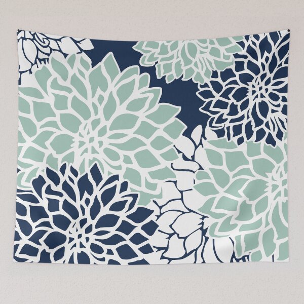Artikelvorschau, Flower Blooms, Navy Blue and Teal entworfen und verkauft von meggydesigns.