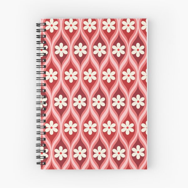 Item preview,  Retro white flower pattern on  geometric oval ogee  red shapes  designed and sold by Yasminepatterns .