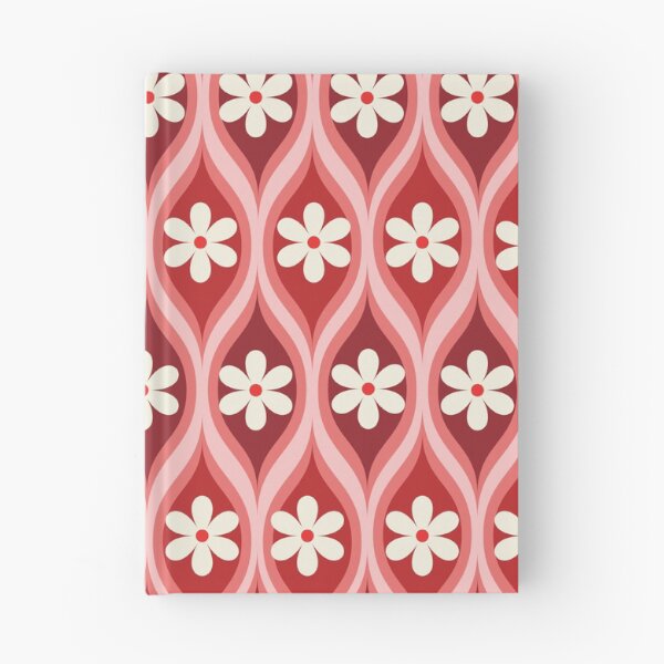 Item preview,  Retro white flower pattern on  geometric oval ogee  red shapes  designed and sold by Yasminepatterns .