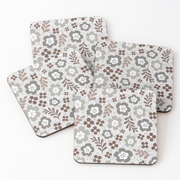 Item preview, Fun Flowers in Grey Taupe Brown Neutrals designed and sold by KrisInStitches.