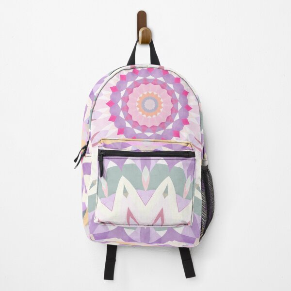 Artikelvorschau, Calypso Mandala in Pastell Lila, Pink, Grün und Weiß entworfen und verkauft von Kelly Dietrich Mandala & Fractal Art.