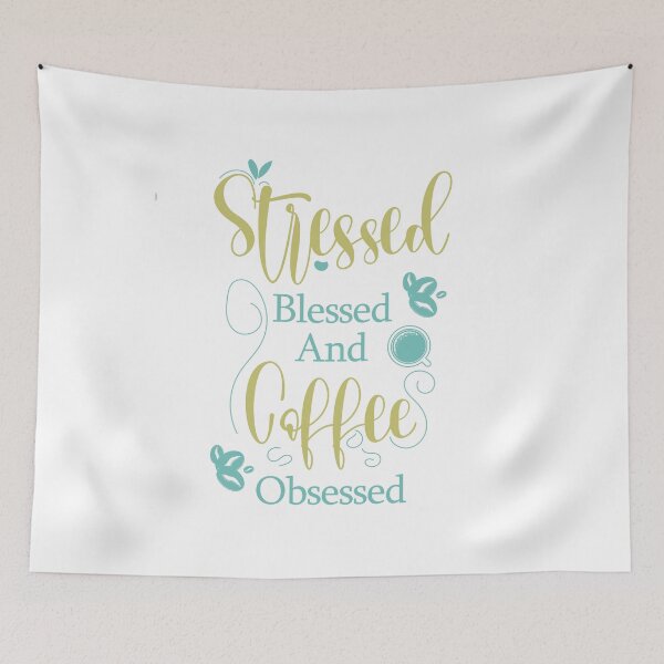 Item preview, stressed blessed and coffee obsessed designed and sold by lefdaouired.