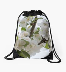 White Blossoms Drawstring Bag