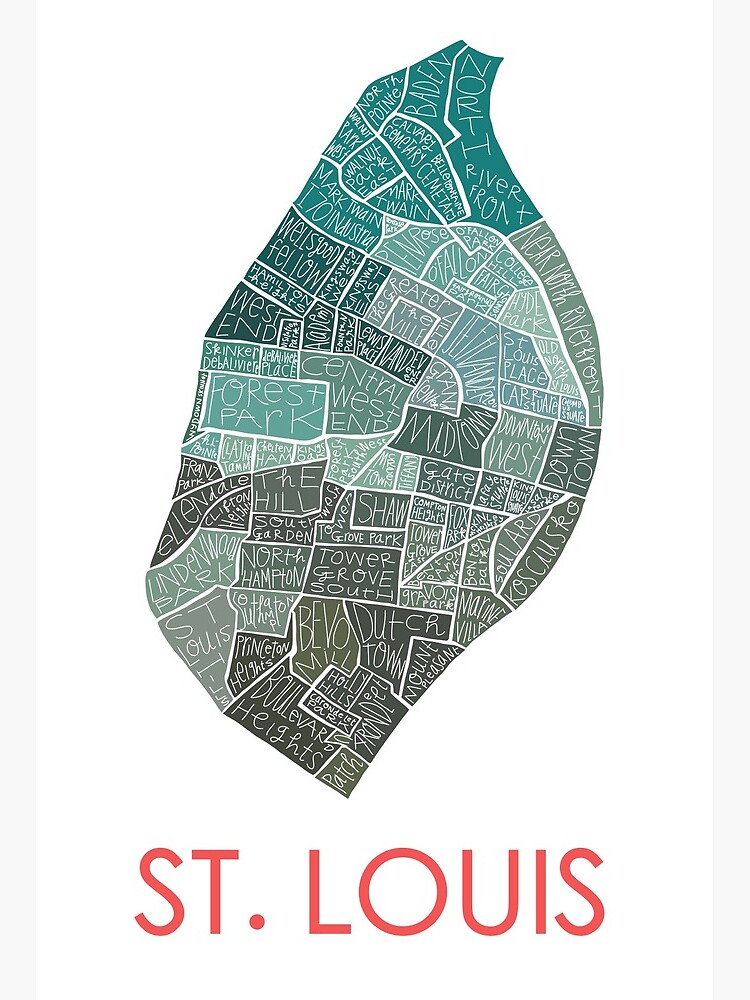 St Louis Neighborhood Map St. Louis Neighborhood Map" Art Board Print By Margarethagan | Redbubble