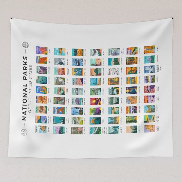 Item preview, National Parks Of The United States Poster List designed and sold by KrisSidDesigns.