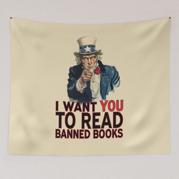 Item preview, I WANT YOU TO READ BANNED BOOKS designed and sold by Peregrinus Creative.