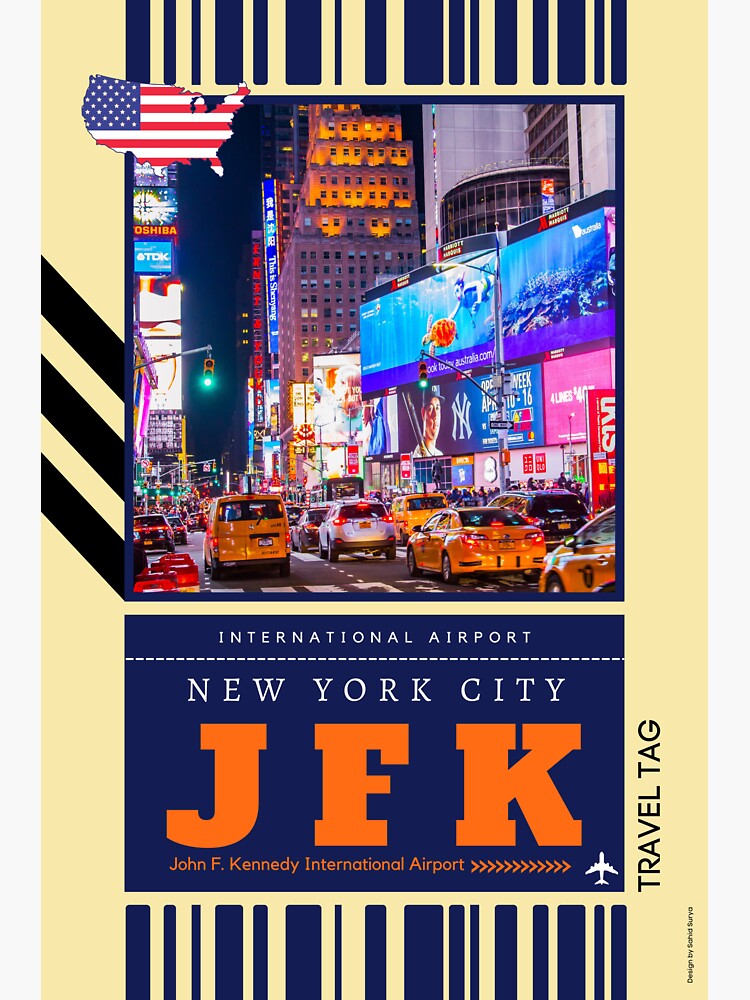 "JFK NEW YORK CITY AIRPORT CODE WALL ART" Sticker by Vakationeer