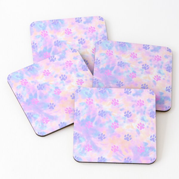 Item preview, pink and purple tie dye background dog and cat paw print designed and sold by Beeroclock.