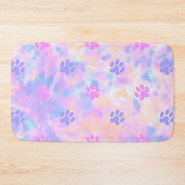 Item preview, pink and purple tie dye background dog and cat paw print designed and sold by Beeroclock.
