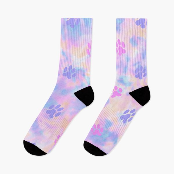 Item preview, pink and purple tie dye background dog and cat paw print designed and sold by Beeroclock.