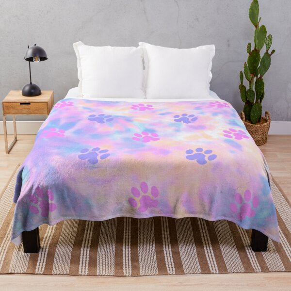 Item preview, pink and purple tie dye background dog and cat paw print designed and sold by Beeroclock.
