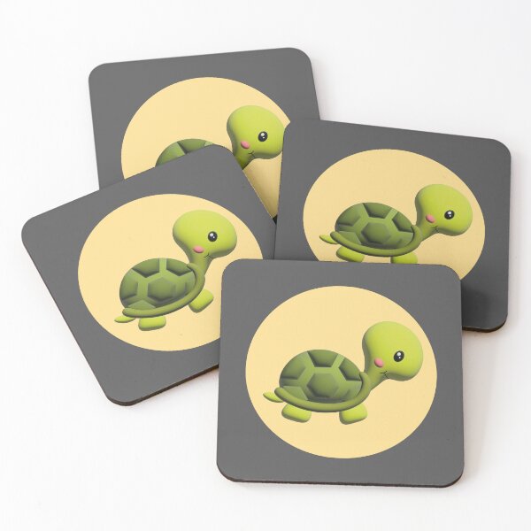 Item preview, 3d illustration of a funny turtle in green tones inside a yellow circle designed and sold by Martapp.