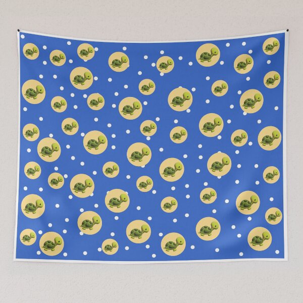 Item preview, 3d illustration of a funny turtle in green tones inside a yellow circle designed and sold by Martapp.