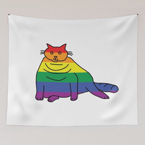 Item preview, Cute Pride Chonk Cat in Rainbow Stripes designed and sold by ellenhenry.