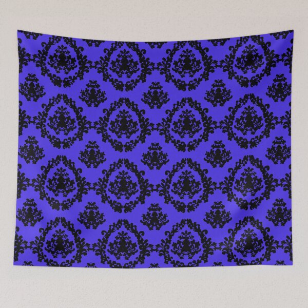 Item preview, Victorian Damask Black and Blue designed and sold by Overthetopsm.