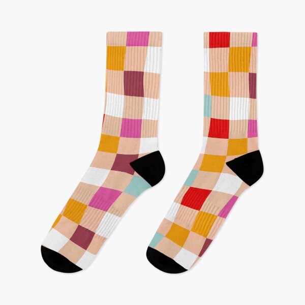 Aperçu de l'œuvre Motif à carreaux coloré 1. Rose, rouge, aqua, orange, pêche, fard à joues créée et vendue par Dominiquevari.