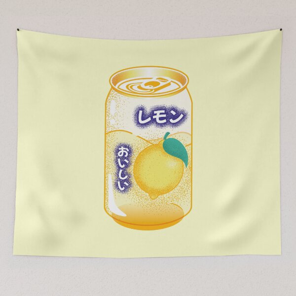Item preview, Lemon Soda Can Japanese Soft Drink Kawaii Soft Pastel Pop Art Retro Summer Vibe designed and sold by AoiKasumi.