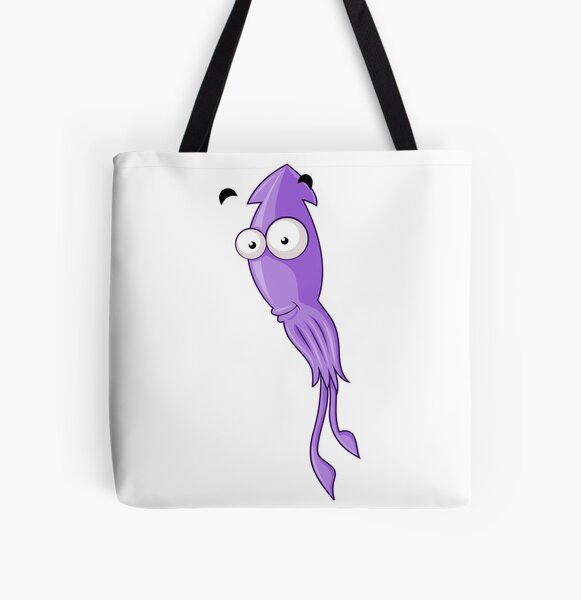 Cartoon Squid All Over Print Tote Bag