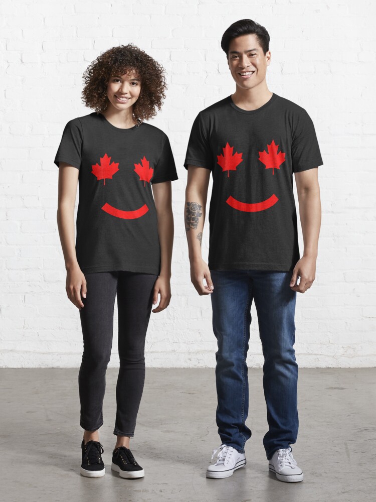 Womens Happy Canada Day Shirt Funny Smile Canadian Flag Maple
