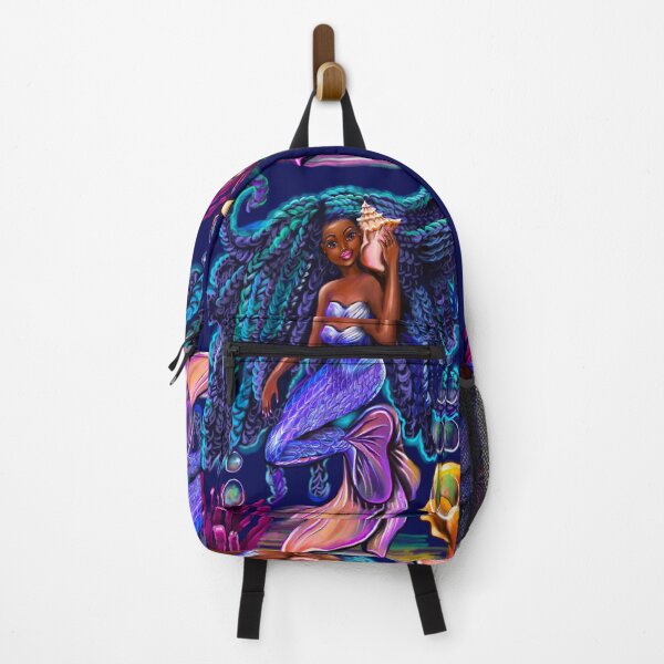 Item preview, mermaid with flowing braids , sea shell, coral 2 , brown eyes curly Afro hair and caramel brown skin designed and sold by Artonmytee.