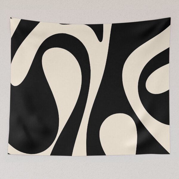 Item preview, So Mod Retro Minimalist Abstract Pattern in Black and Almond Cream designed and sold by kierkegaard.