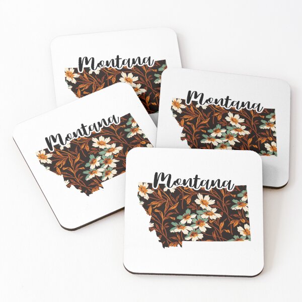 Item preview, Floral Map of USA States Montana - Map of Montana designed and sold by AmethystMurad.