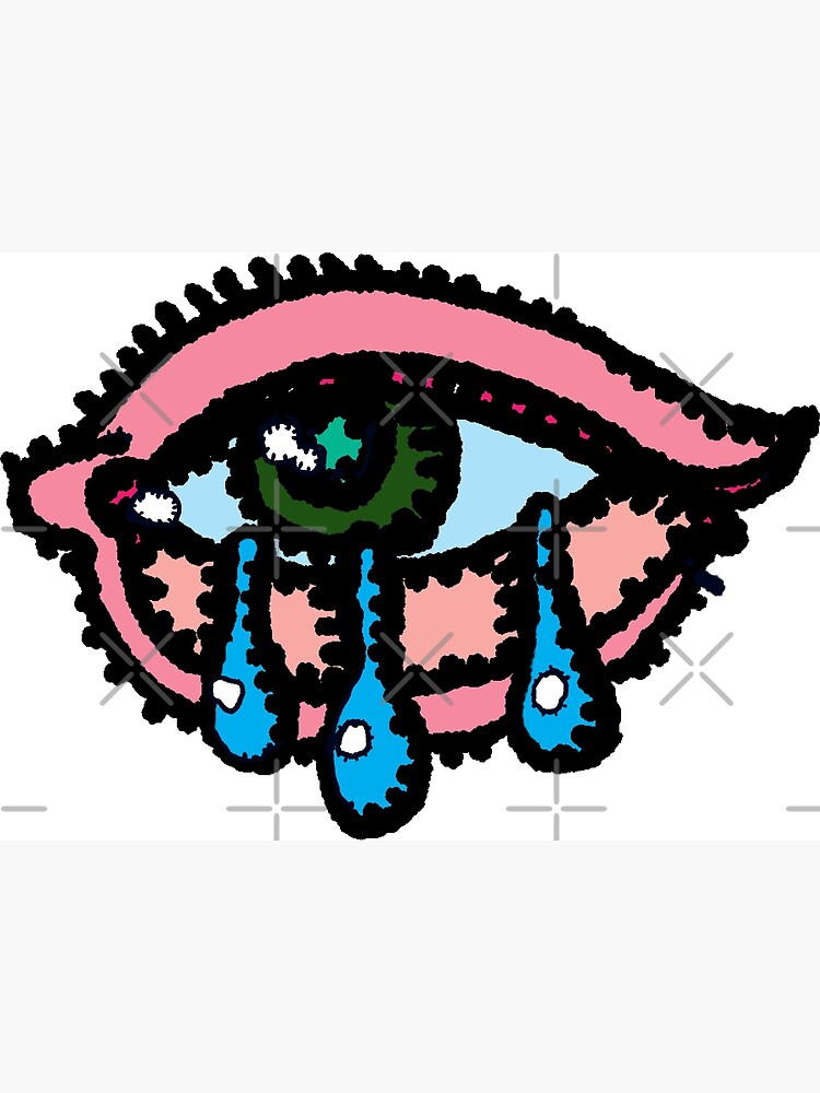 "Crying eye print design Pink eye blue tears Green eyes" Poster for
